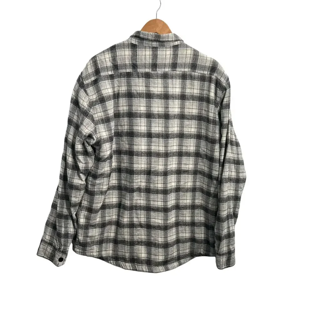 EZEKIEL Men's Gray Plaid Overshirt/Jacket Sherpa Lined Snap Buttons XXL